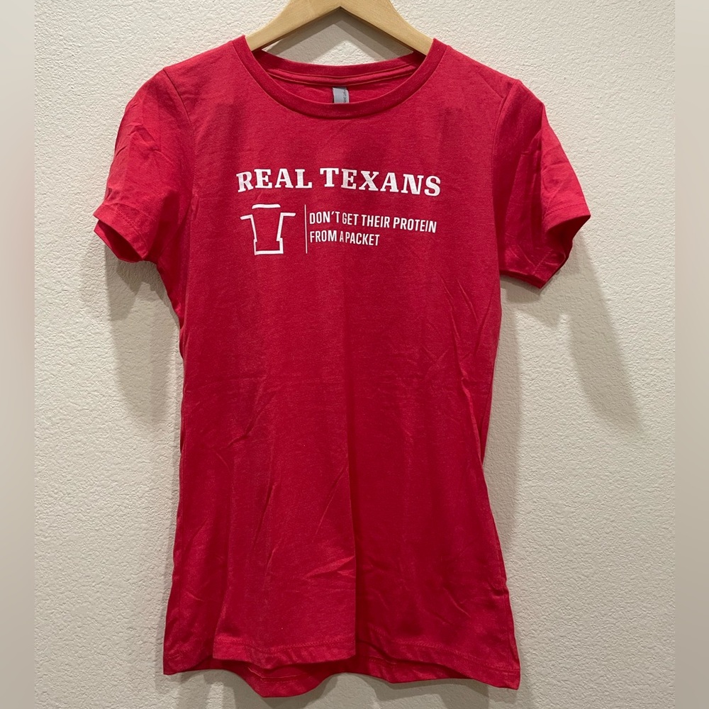 Beef Loving Texans T-shirt Red Ladies Large